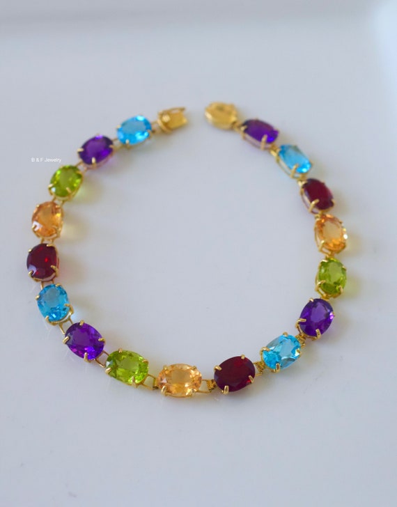 Multi gemstone tennis bracelet deals
