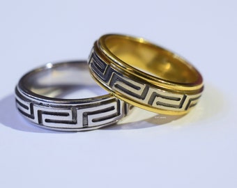14kt White Or Yellow Gold Greek Key Design Bands