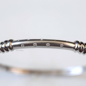 14kt Matte White Gold Diamond Bangle
