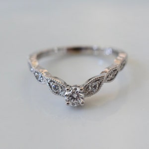 14kt White Gold Diamond Angel Wing Contour Band