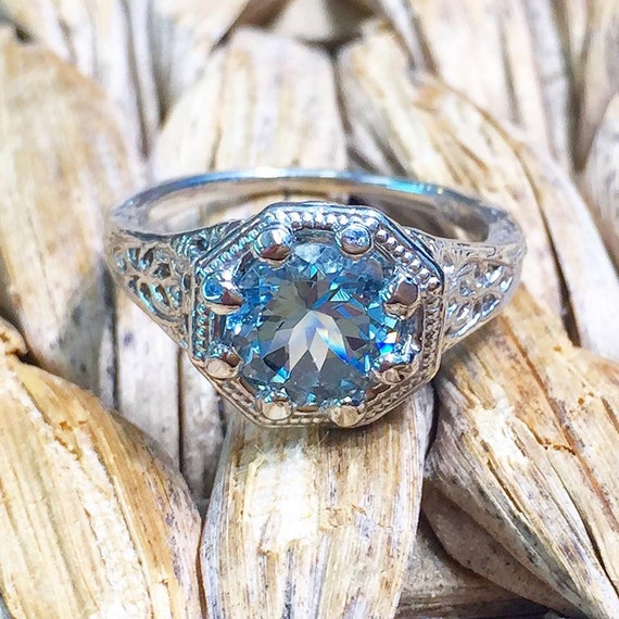 Aquamarine ring deals etsy