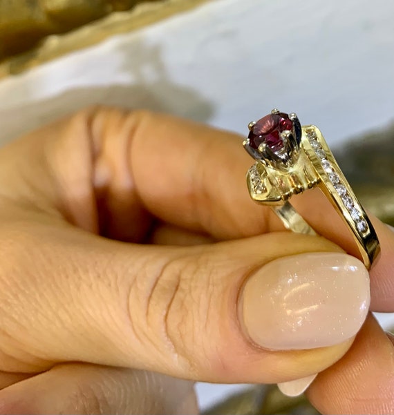 14K White Gold Rhodolite Garnet Oval Ring — Designs By S&R