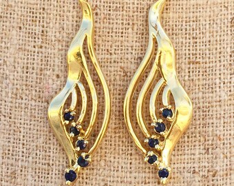 14kt Yellow Gold Sapphire Earrings- Ruby Version Available As Well