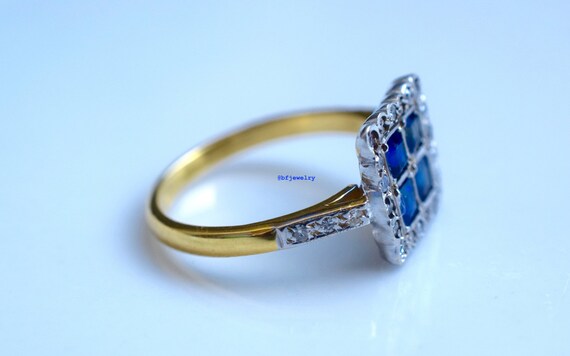 Vintage 18kt Bi-color Gold  Sapphire And Diamond … - image 2