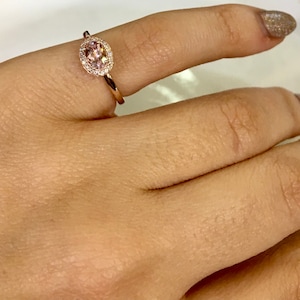 Any Color 14kt Gold Oval Morganite And Diamond Ring