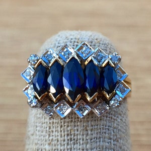 14kt Bi-color Vintage Australian Sapphire And Diamond Ring