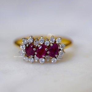 18kt YellowGold Ruby And Diamond Floral Ring