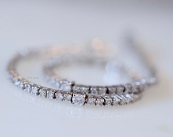 14kt White Gold Diamond Line Bracelet- Has Matching Necklace, Earrings, And Double Line Version