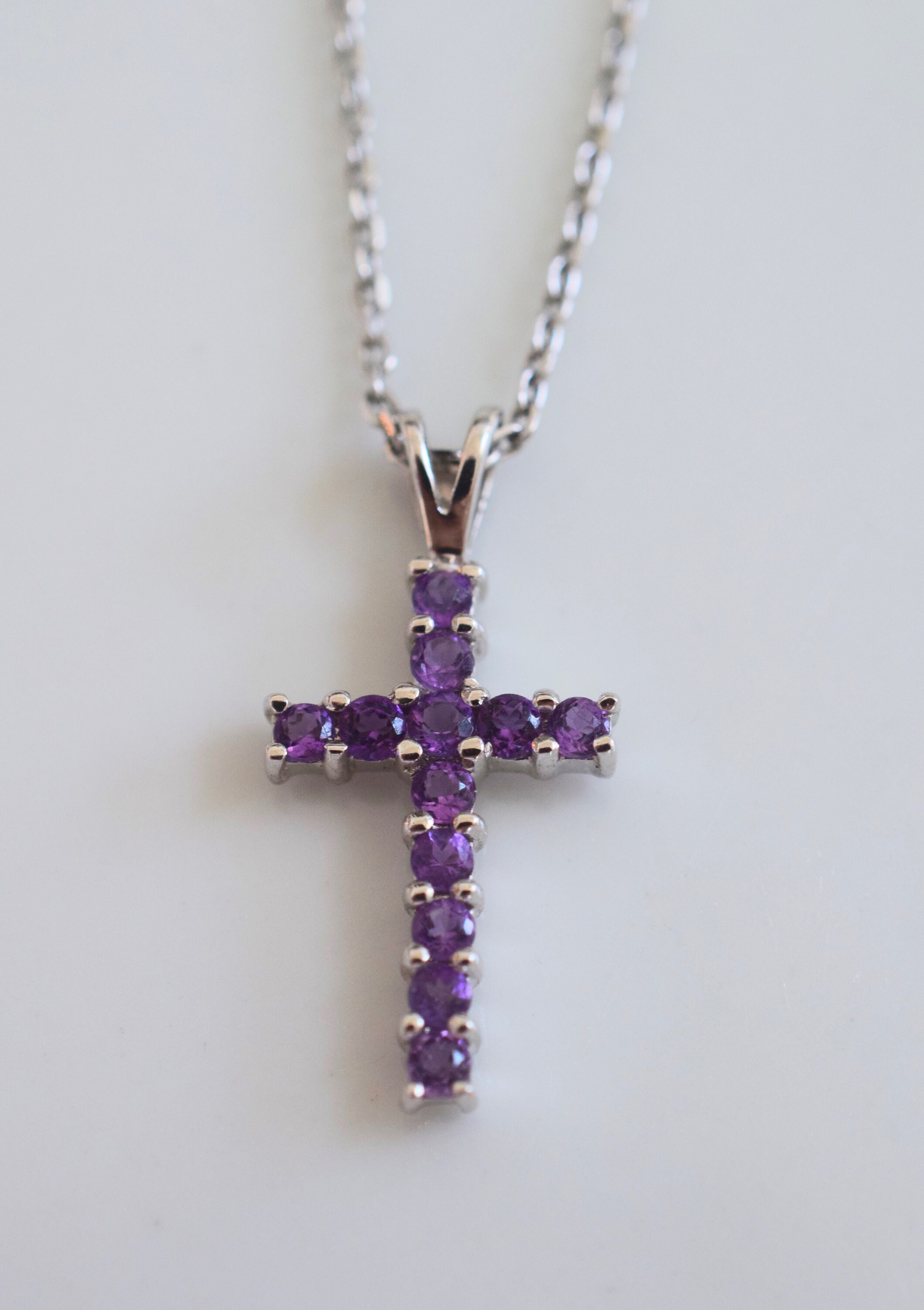 Gold amethyst cross pendant discount