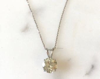 14kt White Gold 1.97 Carat Round Moissanite Solitaire Necklace