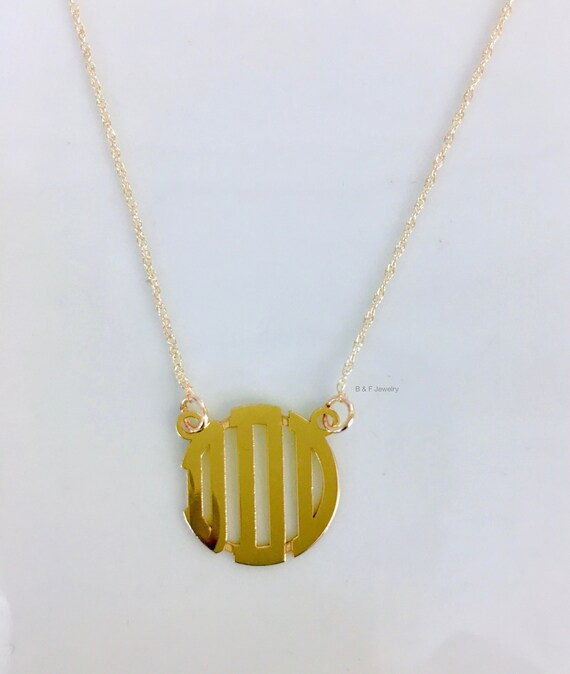 Any Color 14k Gold Monogram Necklace Has Matching - 14k Gold Monogram Pendant Any Color 14k Gold Monogram Necklace Has Matching - 14k Gold Monogram Pendant