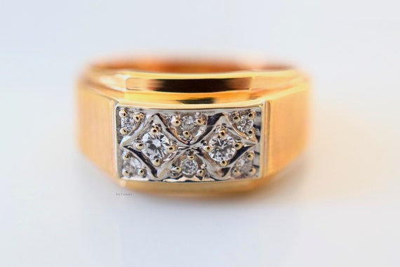 Unisex 14K Gold Vintage Diamond Ring