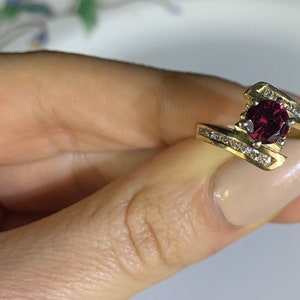 14kt Yellow Gold Rhodolite And Diamond Ring