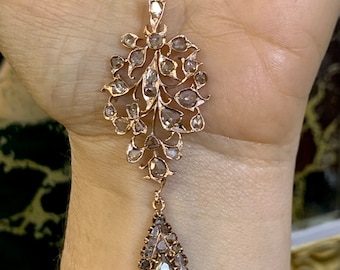 アクセサリー 22kt Gold 4mm Rosecut Diamond Necklace 4mm Solitaire Diamond Necklace in Rose/White/Yellow Gold