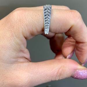 14kt White Gold Pave Set Diamond Squared Ring