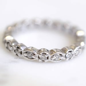 Vintage Style 14kt White Gold Diamond Eternity Band