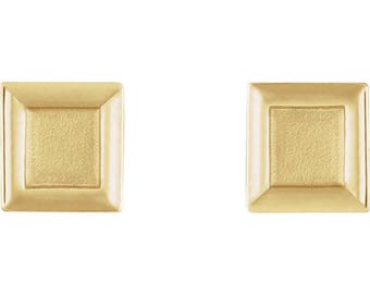 Any Color 14kt Gold Petite Square Stud Earrings- Triangle Version Available As Well