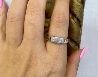 14kt Yellow Gold Diamond Cuban Link Band