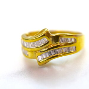 14kt Yellow Gold Double Row Baguette Channel-Set Diamond Ring