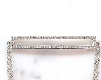 14kt White Gold Diamond Bar Bracelet