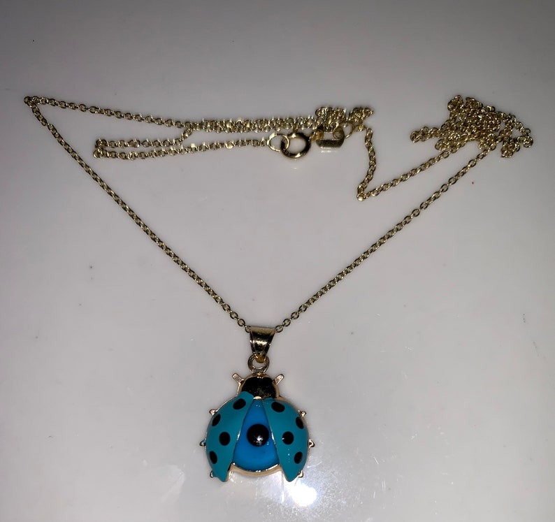 Complex Insect Eye 14kt Yellow Gold Enamel Lady Bug Evil Eye Necklace - Etsy