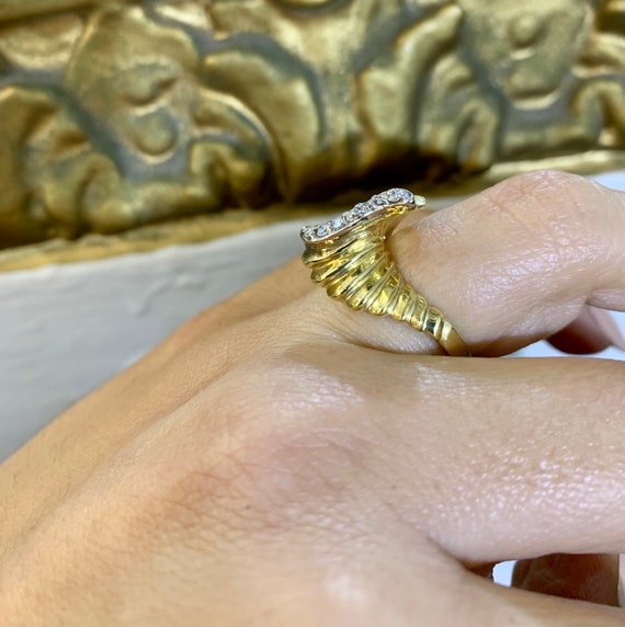 14kt Yellow Gold Diamond Cocktail Ring - image 2