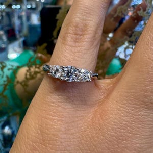 14kt White Gold Petite Three Stone 1.90 ctw Diamond Engagement Ring