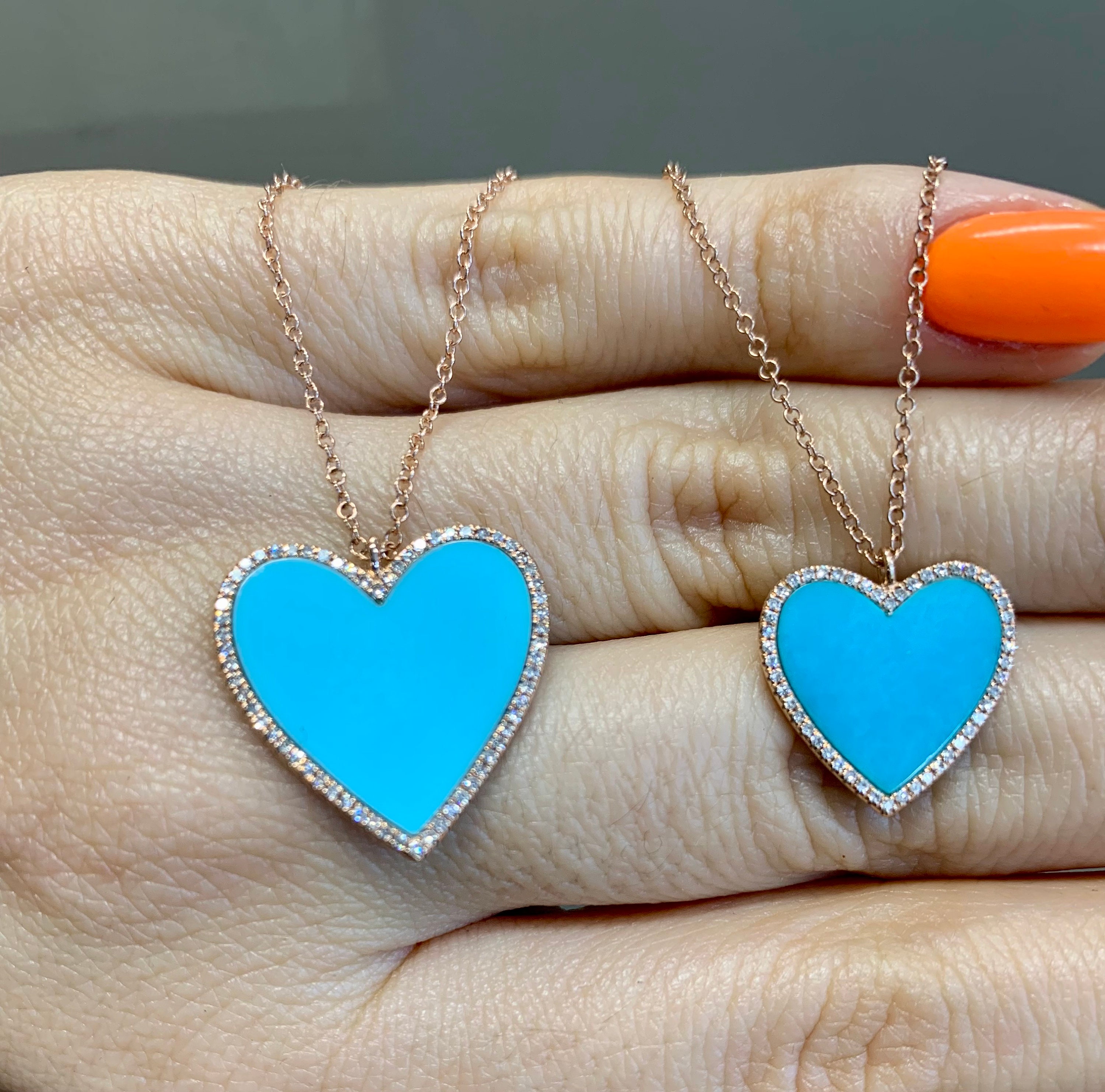 14kt Rose Gold Diamond and Turquoise 