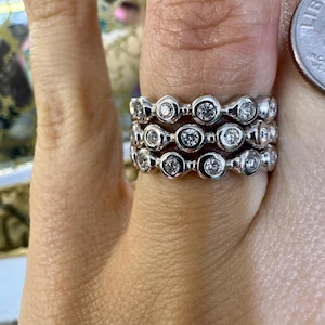 14kt White Gold Stackable Bezel Set Diamond Bands
