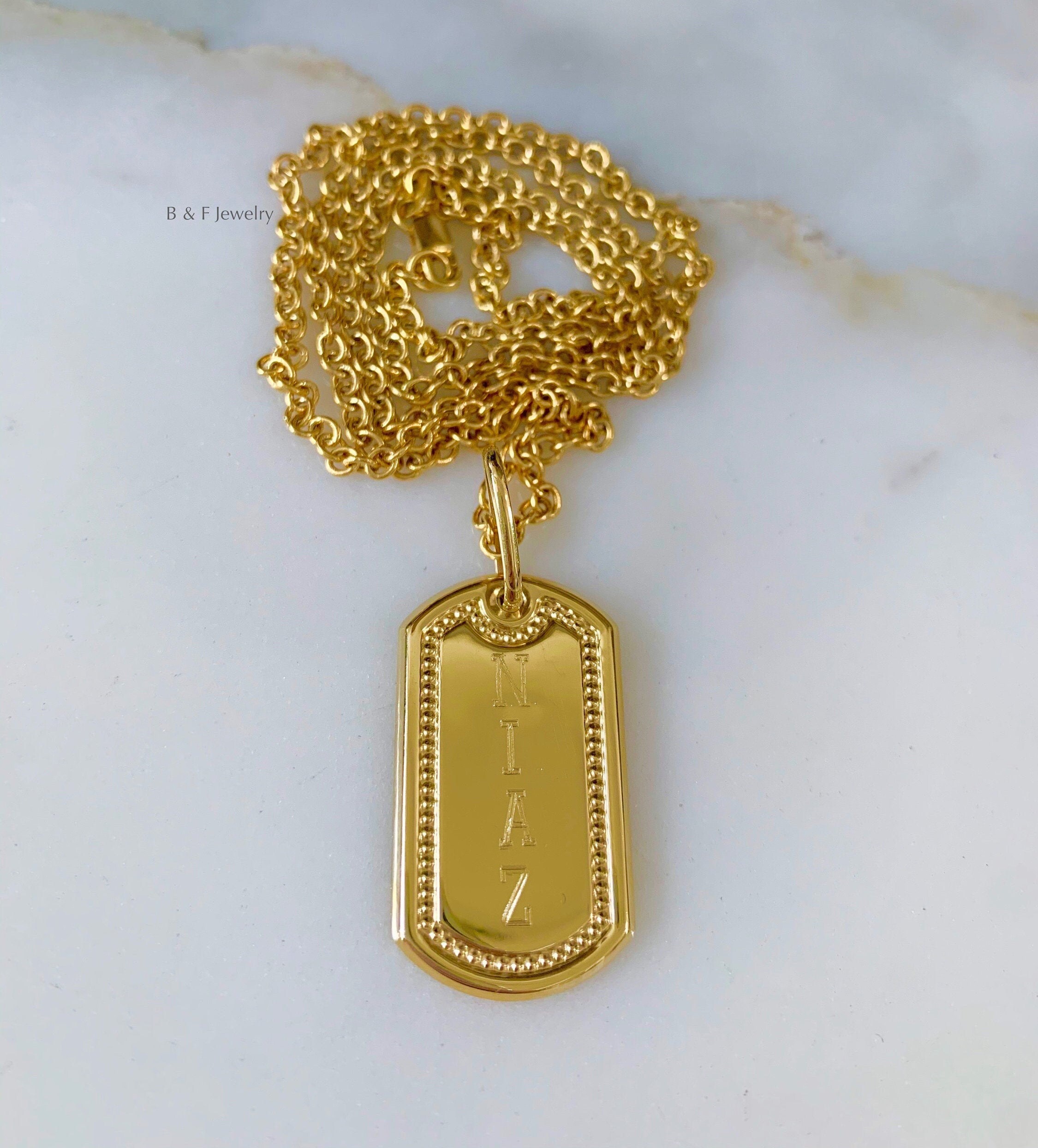 gold dog tag necklace gold dog tag necklace
