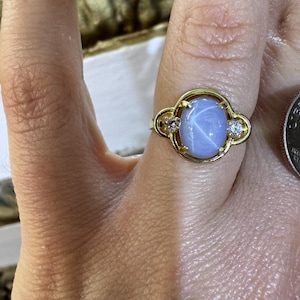 14kt Yellow Gold Star Sapphire And Diamond Ring
