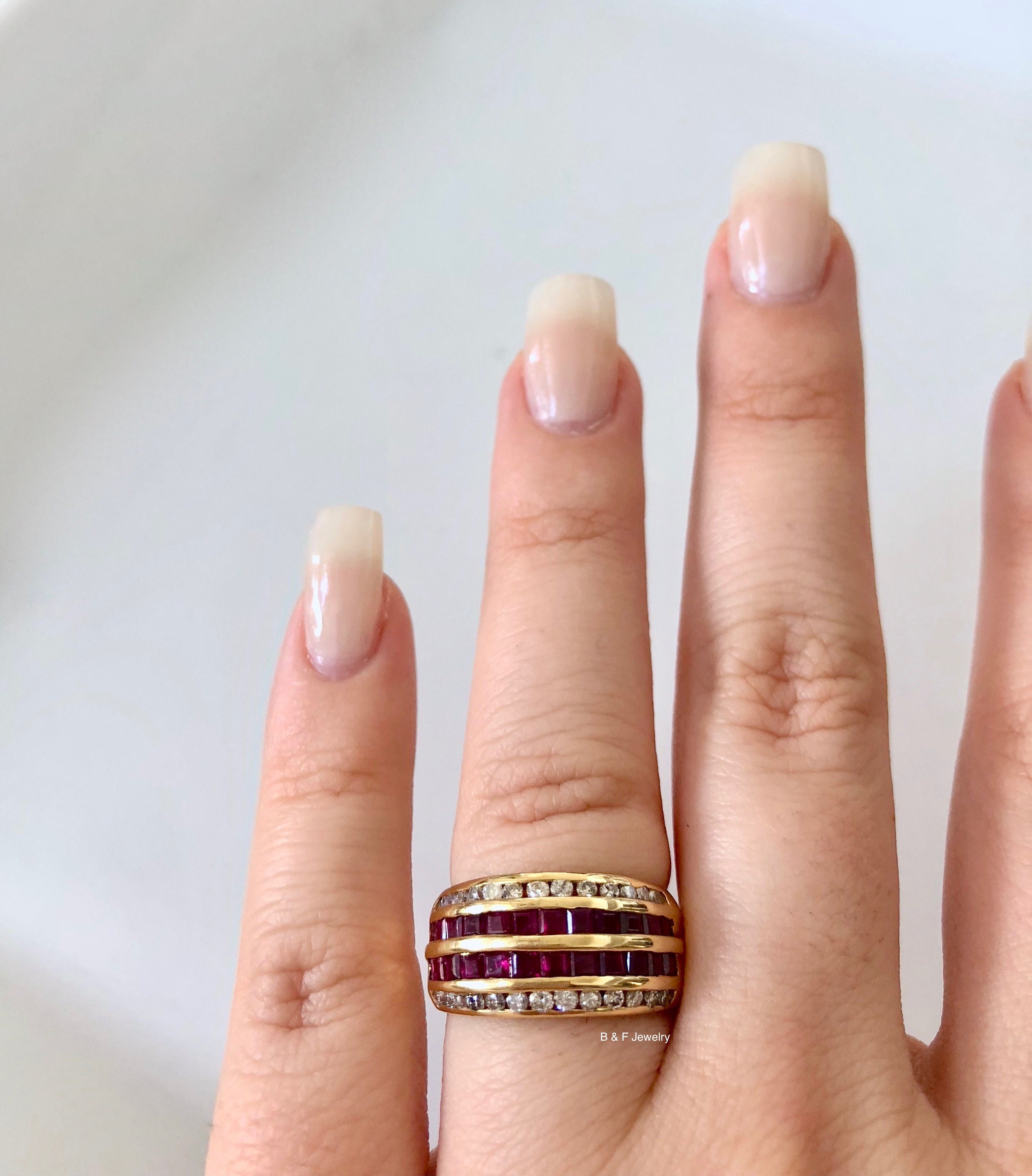 14kt Yellow Gold Ruby and Diamond Channel-set Anniversary Band - Etsy
