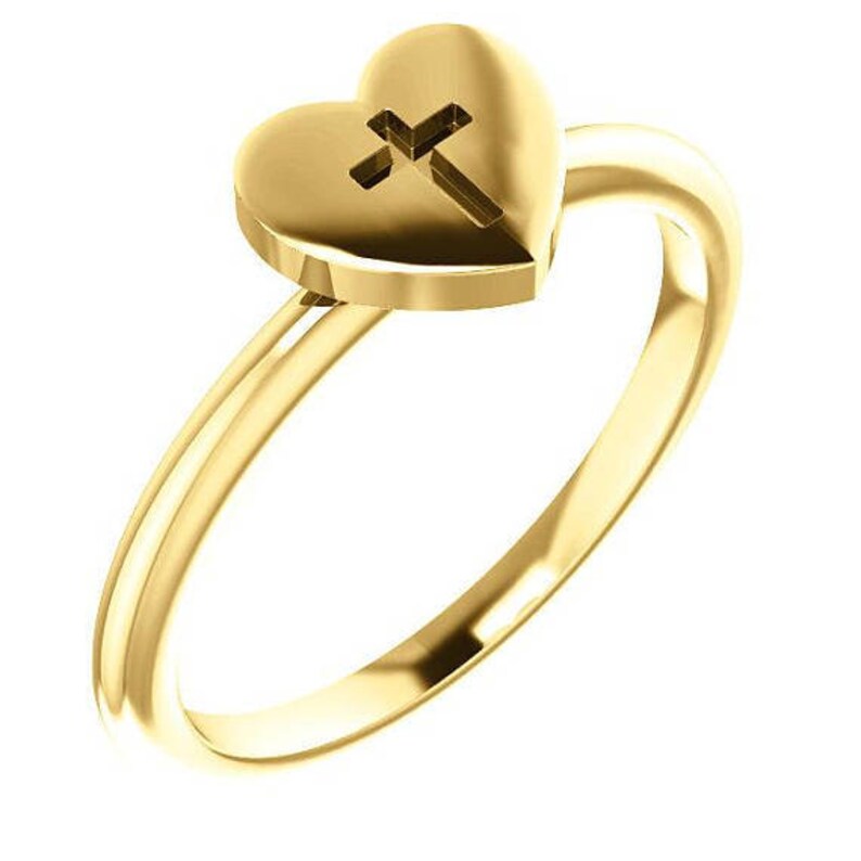 Earrings Any Color Solid 14K Gold Cross Heart Necklace Or Ring SALE