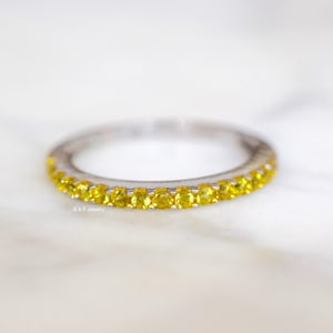 14kt White Gold Yellow Sapphire Band