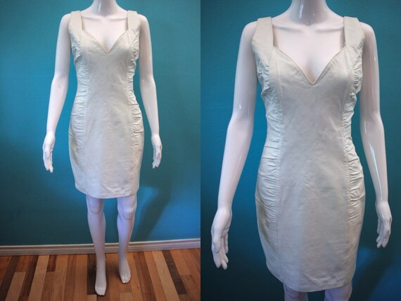 80's Dress 80's White Leather Wilson's Leather Dre