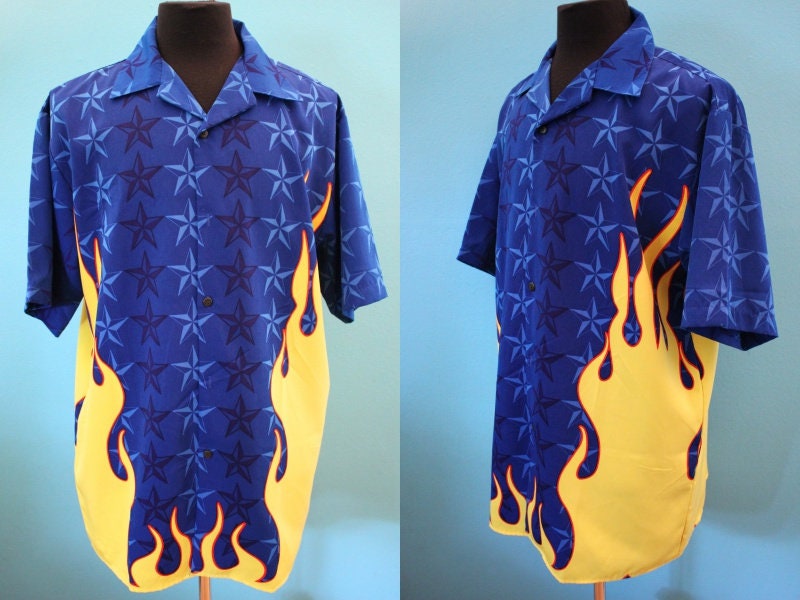 Elegant Flame Pattern Guy Fieri Short Sleeves Guy Fieri Costume