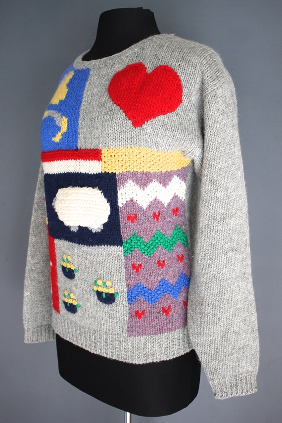 80's Sweater  80's Patchwork Novelty Pullover Swe… - image 4