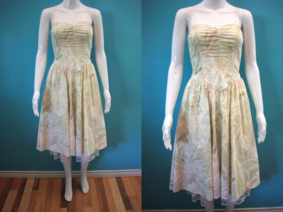 80's Dress 80's Tropical Foliage Print 80's Summer