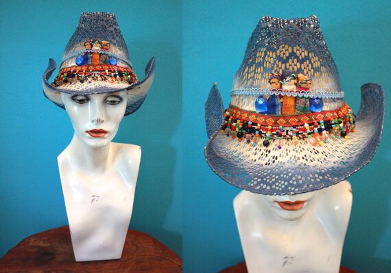 90's Mexican Cowboy Hat With Beaded Trim