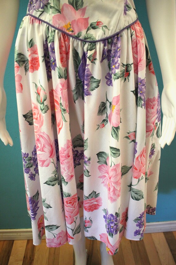80's Dress 1980's Sherbet Pastel Floral Strapless… - image 5