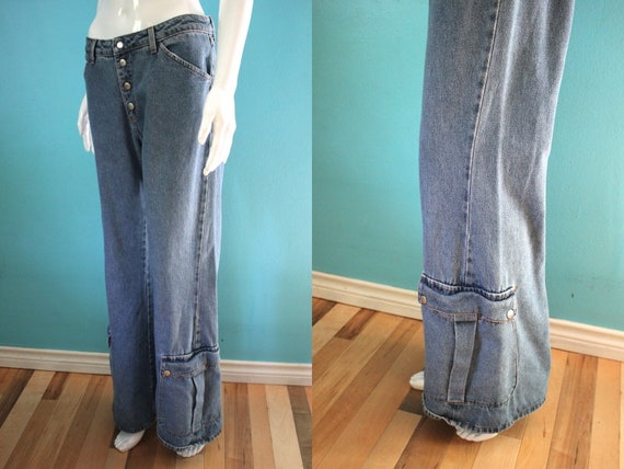 90's Jeans 90's Raver Flare Jeans With Patch Po