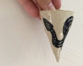 Snake Salt Cone or Air-plant Container Mug - Handbuilt Ceramic Cone with Mounting Hole