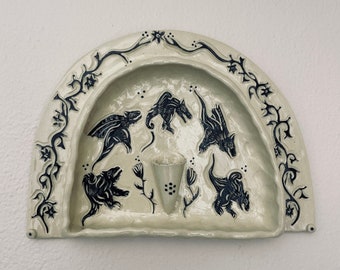 Medieval Bestiary Altar - Medieval Inspired Wall Hanging Piece - Burnt Thistle Ceramics