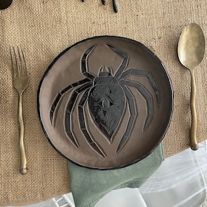 Spider Spirit Plates 8 inch plates Matte Deep Brown Clay with Black Shiny Glaze Sold Separately Burnt Thistle image 6