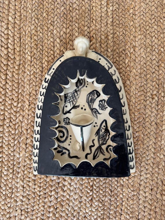 Grotto Inspired Wall Altar - Ceramic Mediterranean Sea Life Themed Wall Altar - Personal Shrine Wall Hanging Burnt Thistle Ceramics