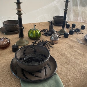 Spider Spirit Plates 8 inch plates Matte Deep Brown Clay with Black Shiny Glaze Sold Separately Burnt Thistle image 5