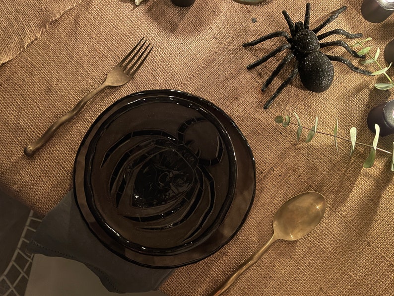 Spider Spirit Plates 8 inch plates Matte Deep Brown Clay with Black Shiny Glaze Sold Separately Burnt Thistle image 8