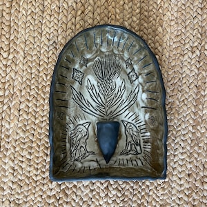 Crow and Thistle Altar -  Wall Hanging Piece - Personal Shrine - Ceramic Altar by Burnt Thistle Ceramics