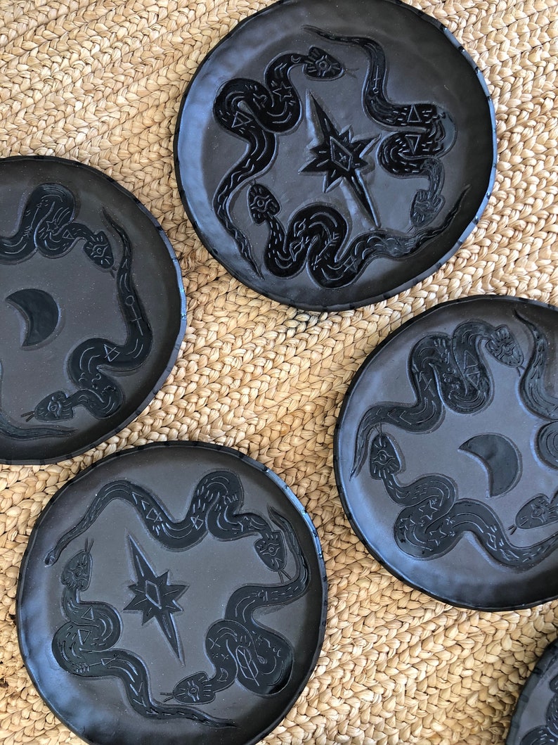 Made to Order Ceramic Plates Snakes Plate Set Set of 4 6 Etsy