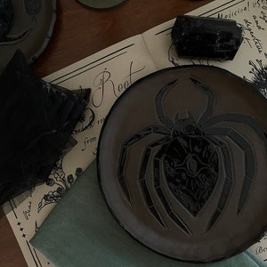 Spider Spirit Plates 8 inch plates Matte Deep Brown Clay with Black Shiny Glaze Sold Separately Burnt Thistle image 10